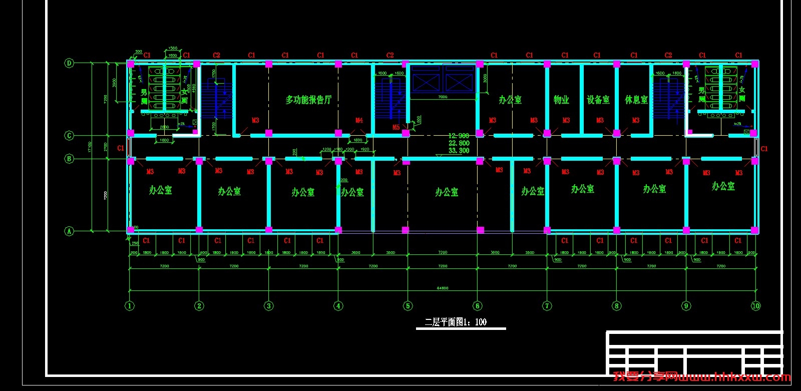 6812平米五层高职教学楼（计算书、部分建筑、结构图）/格式dwg参考AutoCAD