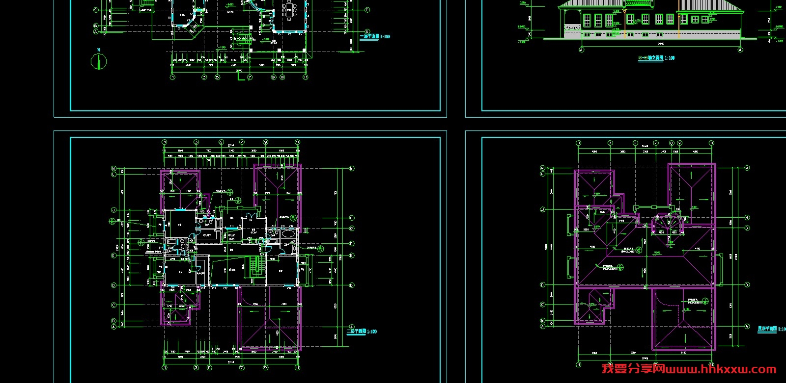 上海某别墅施工图/格式dwg参考AutoCAD