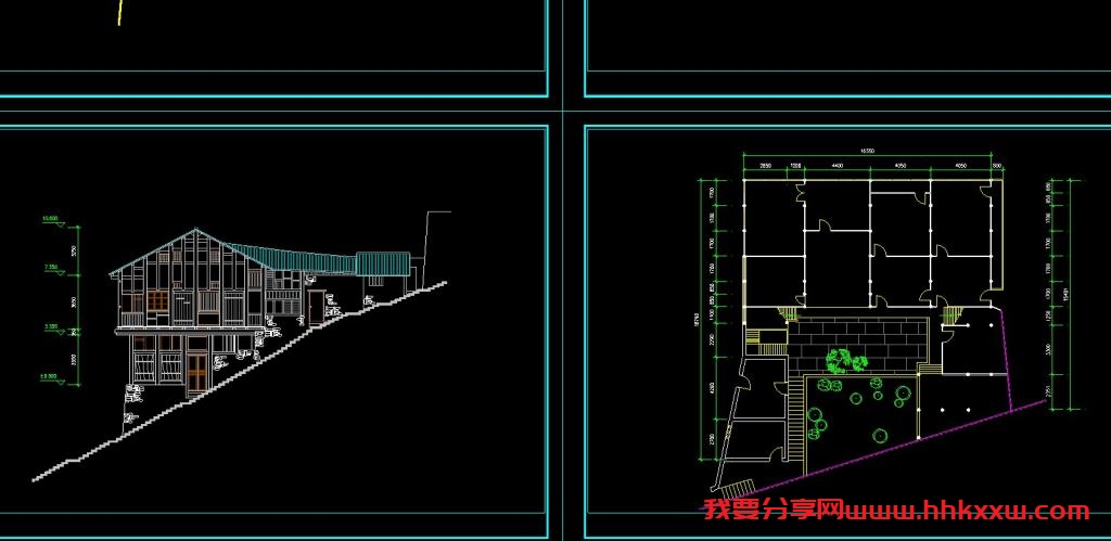 山地别墅建筑图/格式dwg参考AutoCAD