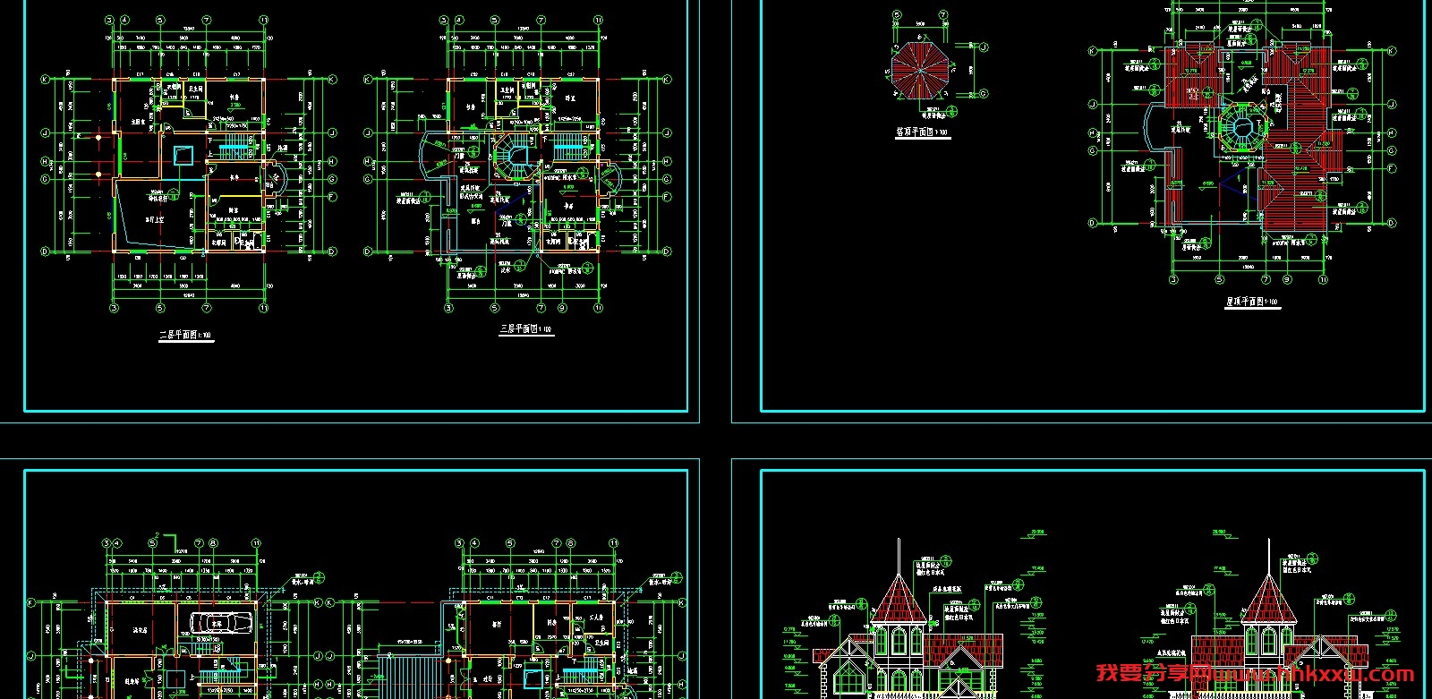 欧式私人别墅施工图/格式dwg参考AutoCAD