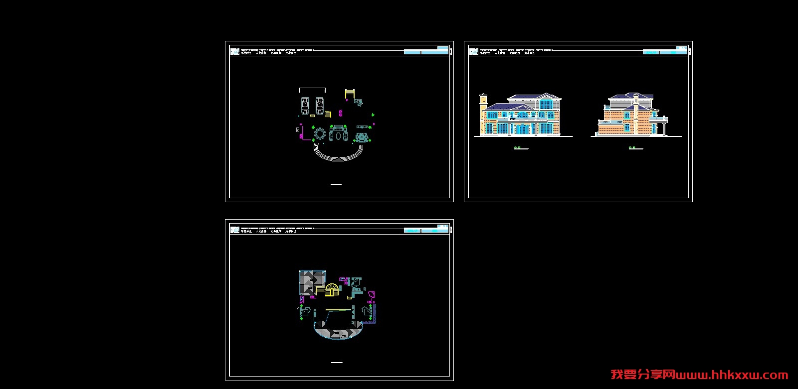 三套别墅设计方案/格式dwg参考AutoCAD