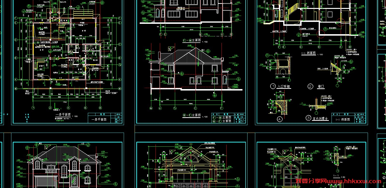 美式别墅全套施工图/格式dwg参考AutoCAD