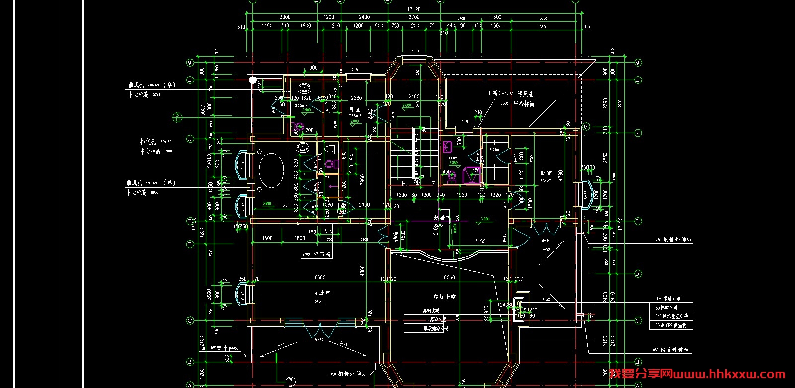 棋盘山别墅建筑图/格式dwg参考AutoCAD